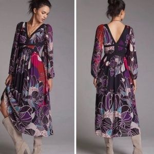 NWT Anthropologie Let Me Be Floral Midi Dress Size M